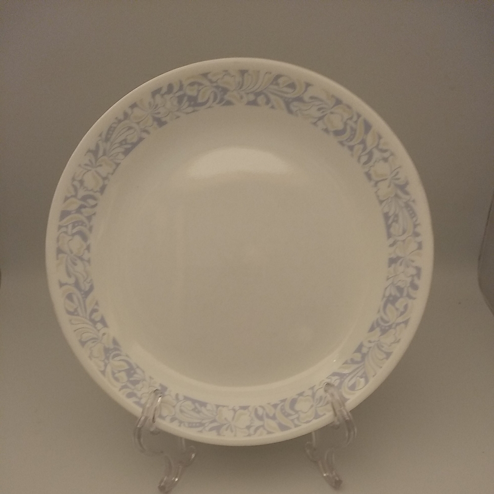 Lot of 4 Corelle Sea and Sand Blue/ Beige Floral Rim Design Dinner Plate 10 1/4"